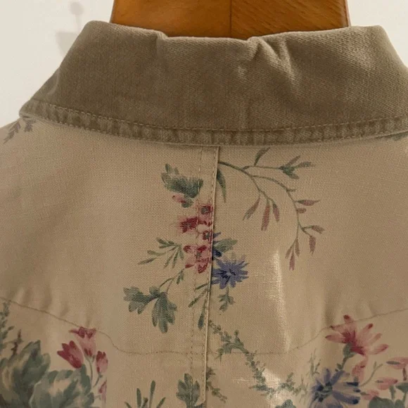 Vintage 1990s Coldwater Creek Floral Barn Chore Jacket with Corduroy Detail - Picture 5 of 6